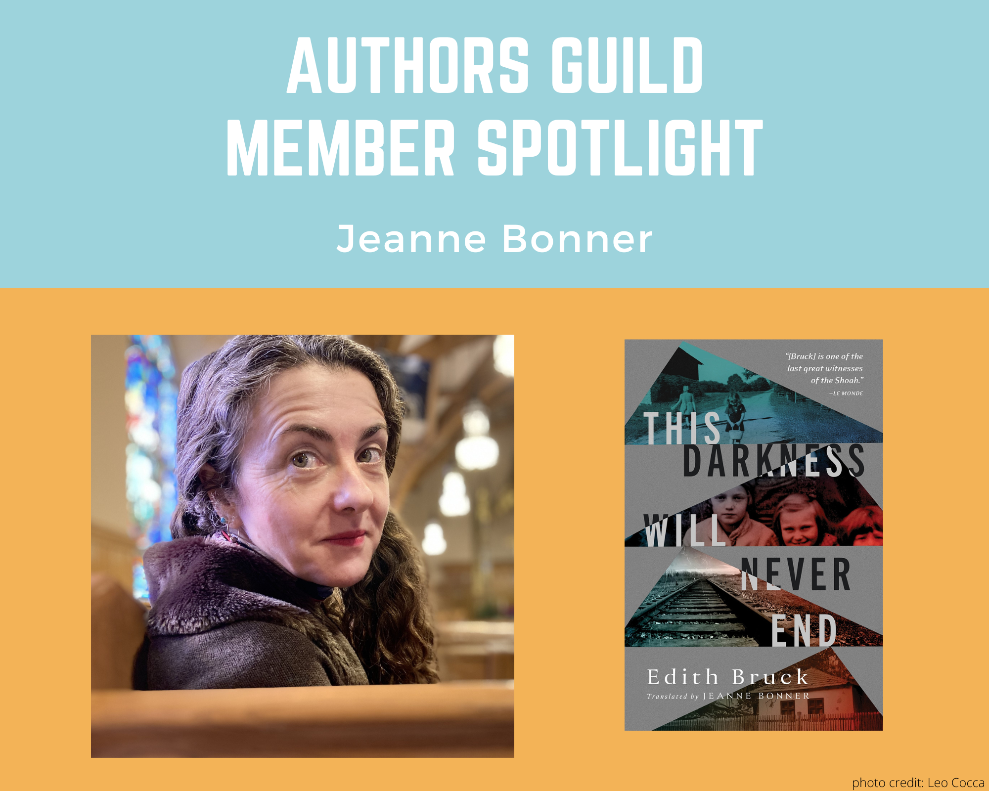 author Jeanne Bonner and her translation of This Darkness Will Never End
